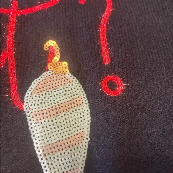 Torrid Black Sweater with Festive Embroidery Christmas Sweater - Picture 3 of 8